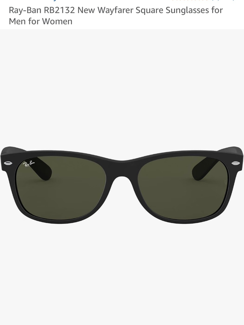Ray-Ban Black Rubber Frame Wayfarer Sunglasses with Green Lenses/uni-sex
